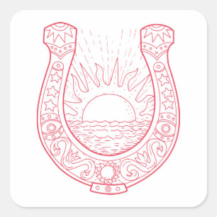 Adesivo Quadrado Boa Sorte Ferradura