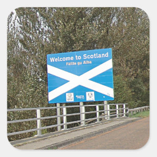 Adesivo Quadrado Boa vinda a Scotland - sinal de beira