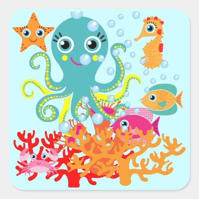 Adesivo Quadrado Boa vinda ao oceano (Frente)