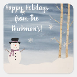 Adesivo Quadrado Boas Festas Snowman Stickers