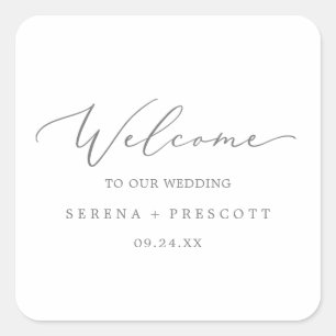 Adesivo Quadrado Boas-vindas ao Casamento de Delicate Silver Callig