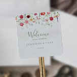 Adesivo Quadrado Boas-vindas ao Casamento de Flor Selvagem Multicol<br><div class="desc">Este simples vinheta de boas-vindas do casamento multicolorido é perfeito para um casamento rústico. O design apresenta uma variedade multicolorido de flores silvestres cor-de-rosa,  pinceladas,  roxas,  amarelas,  brancas,  violetas,  vermelhas e burgundy. Estas etiquetas são perfeitas para bolsas de boas-vindas de hotéis e casamentos de destino.</div>