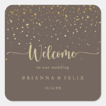 Boas-vindas ao Casamento Dourado Confetti Brown