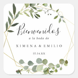 Adesivo Quadrado Boas-vindas ao Casamento Espanhol