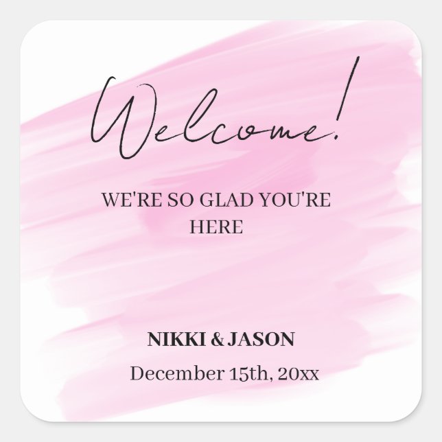 Adesivo Quadrado Boas-vindas ao Casamento Mínimo da Dourada Linha d (Frente)