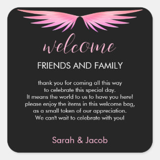 Adesivo Quadrado Boas-vindas ao Casamento Rosa Negro
