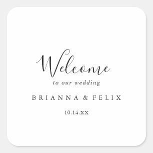 Adesivo Quadrado Boas-vindas ao Casamento Simples Minimalista