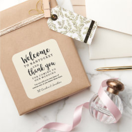Adesivo Quadrado Boas-vindas do casamento Obrigado Hotel Personaliz