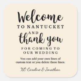 Adesivo Quadrado Boas-vindas do casamento Obrigado Hotel Personaliz