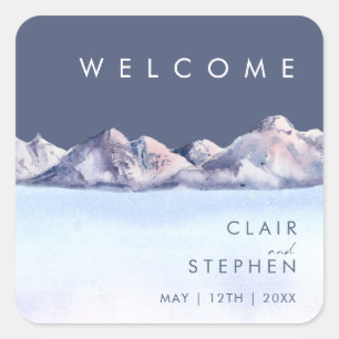 Adesivo Quadrado Boas-vindas do Winter Mountain Evening