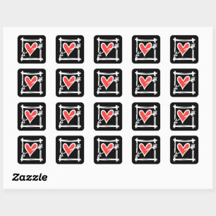 Adesivo Quadrado Boate Love Heart Black and Red Stickers