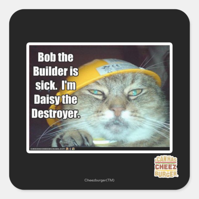 Adesivo Quadrado Bob, o Construtor está doente (Frente)