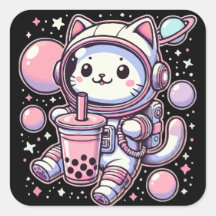 Boba Chá De Gato Em Astronauta Espacial Anime