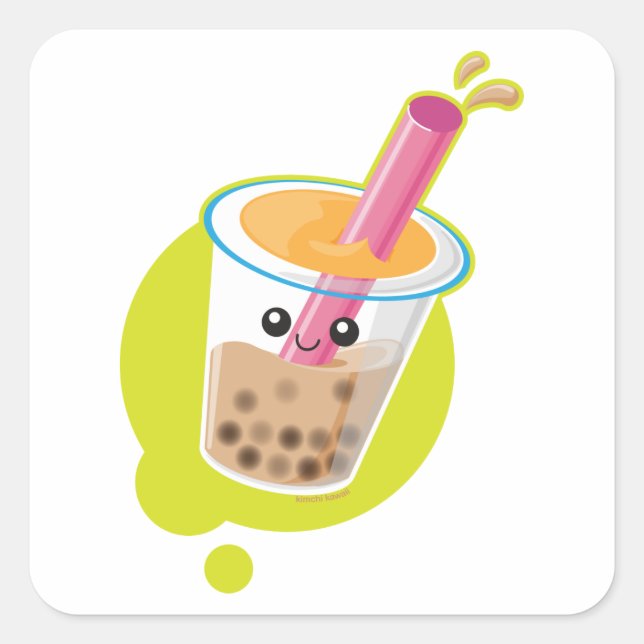 Adesivo Quadrado Boba Tea (Frente)
