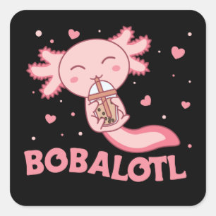 Adesivo Quadrado Bobalotl Axolotl Amantes de Animais Doce Bolha Chá
