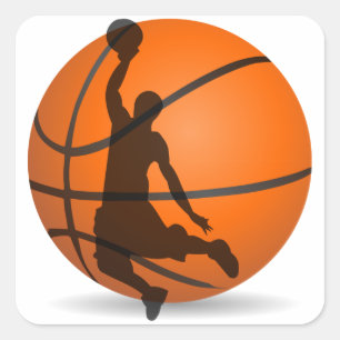 Adesivo Quadrado bobina do jogador de basquete pop art