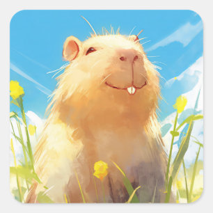 Adesivo Quadrado Bobo Capybara Smile