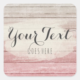 Adesivo Quadrado Boca-Cola Rústica De Madeira Esmagada Cor-De-Rosa 