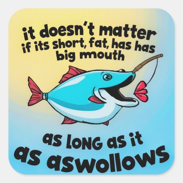 Adesivo Quadrado Boca Grande, Ridas Grandes, O Diversão da Pesca (Frente)