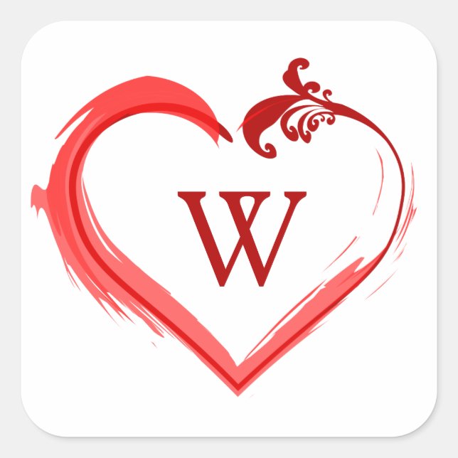 Adesivo Quadrado Bochechos Vermelhos com Monograma Inicial (Frente)