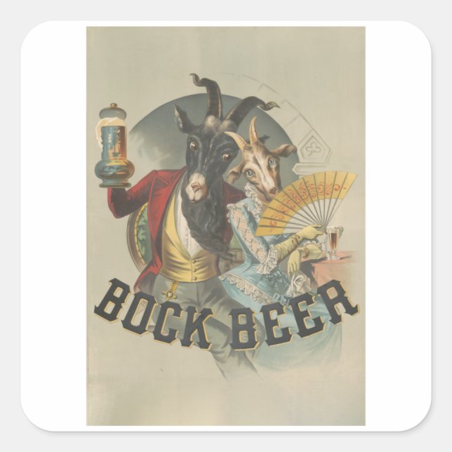 Adesivo Quadrado Bock Beer - Dancing Bock - Vintage Beer (Frente)