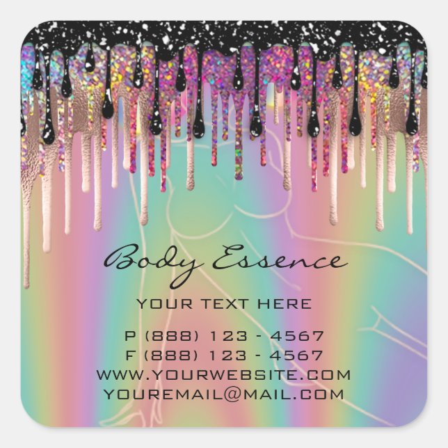 Adesivo Quadrado Body Care Shaping Soap Balm Cosmético Compro Holog (Frente)