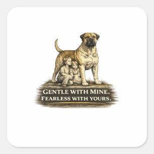 Adesivo Quadrado Boerboel – Gentil Com os Meus, Destemido Com os Ou
