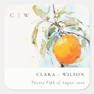 Adesivo Quadrado Boho Abstrato Sketchy Orange Garden Casamento