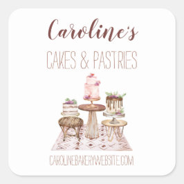 Adesivo Quadrado Boho Baking Bakery Boutique, Cupcakes e Pastris S