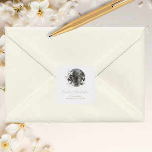 Adesivo Quadrado Boho Celestial Moon Floral Endereço