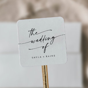 Adesivo Quadrado Boho Chic Black and White Weding Envelope Seals