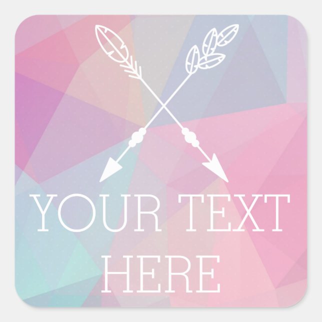 Adesivo Quadrado Boho Chic Crossed Arrows Pastel Polygonal Bohemian (Frente)