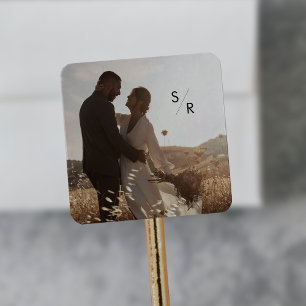 Adesivo Quadrado Boho Chic Monograma Foto de Envelope de Casamento