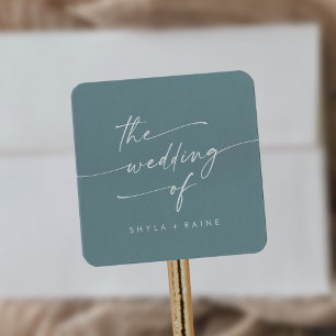 Adesivo Quadrado Boho Chic Seafoam Teal Wedding Envelope Seals