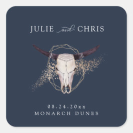 Adesivo Quadrado Boho Chic Steer Skull Wedding