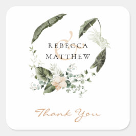 Adesivo Quadrado Boho Floral Greenery Wedding Elegante