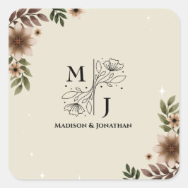 Adesivo Quadrado Boho Floral Minimalista Wedding