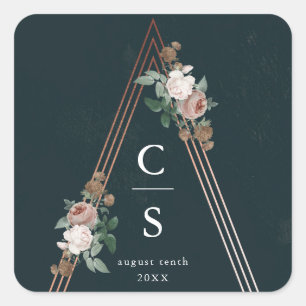 Adesivo Quadrado Boho floral pirâmide estrutural favor do casamento