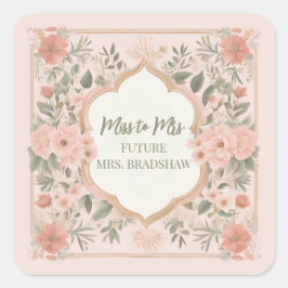 Adesivo Quadrado Boho Floral Rosa