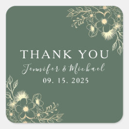 Adesivo Quadrado Boho Green Wedding Obrigado