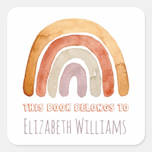 Adesivo Quadrado Boho Moderno Arco-Íris Personalizado Escola de No