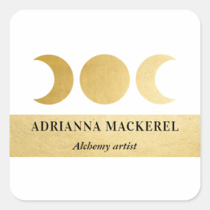 Adesivo Quadrado Boho Moon Fase Faux Gold Foil Moderna 