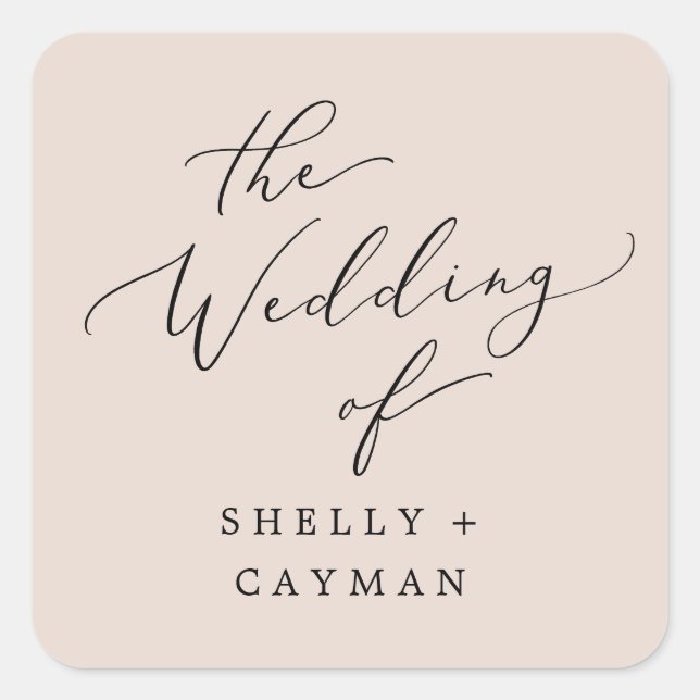 Adesivo Quadrado Boho Pastel Peach Casamento Envelope Selos (Frente)