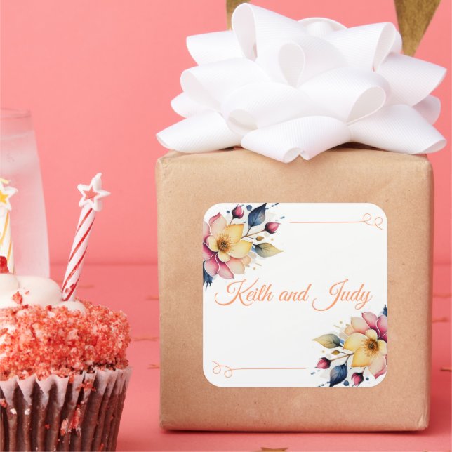 Adesivo Quadrado Boho Peachy Floral (Festa)