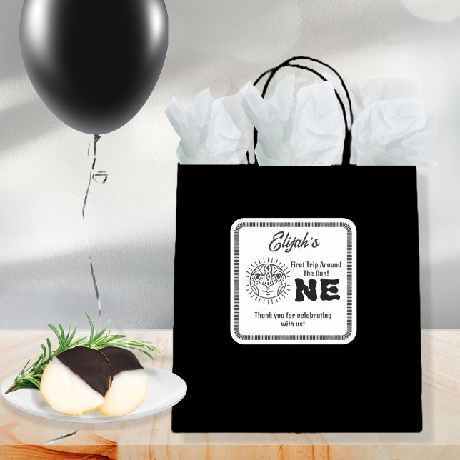 Adesivo Quadrado Boho Primeira viagem em torno da festa do primeiro (Criador carregado)