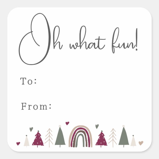 Adesivo Quadrado Boho Rainbow e Hearts Oh Que divertido De (Frente)