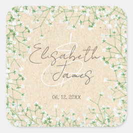 Adesivo Quadrado Boho Russo Elegante Boho Casado