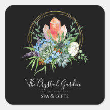 Boho Succulent Flowers Buquê Crystals Watercolor