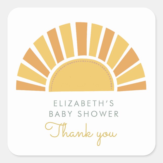 Adesivo Quadrado Boho Sun Colorida Chá de fraldas (Frente)