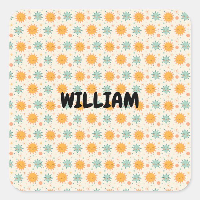 Adesivo Quadrado Boho Sun Reproduzido (Frente)